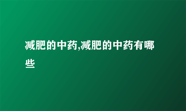 减肥的中药,减肥的中药有哪些