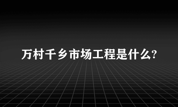 万村千乡市场工程是什么?