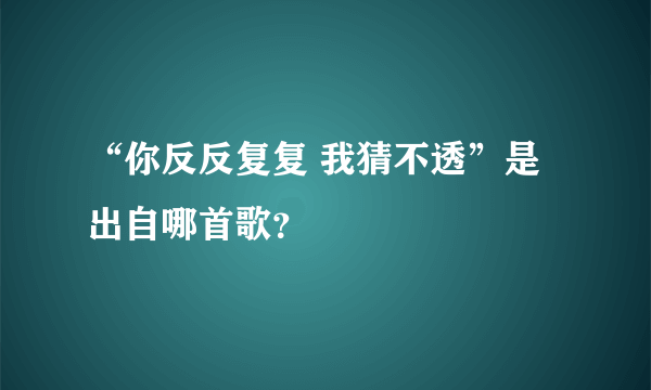 “你反反复复 我猜不透”是出自哪首歌？