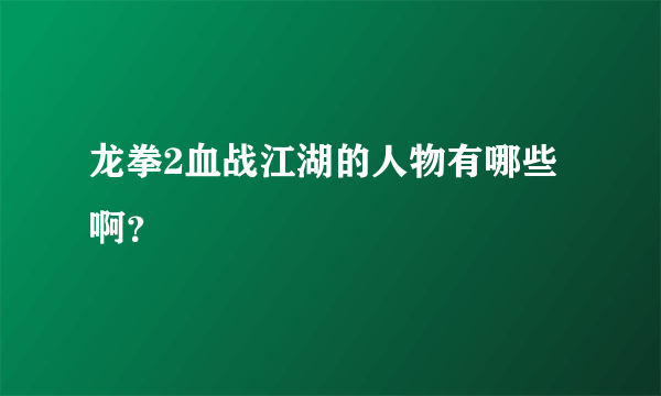 龙拳2血战江湖的人物有哪些啊？