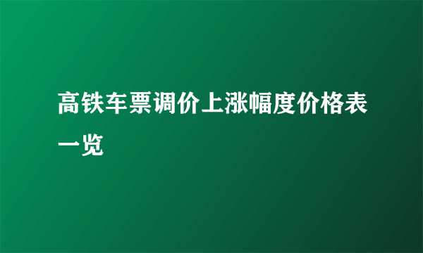 高铁车票调价上涨幅度价格表一览