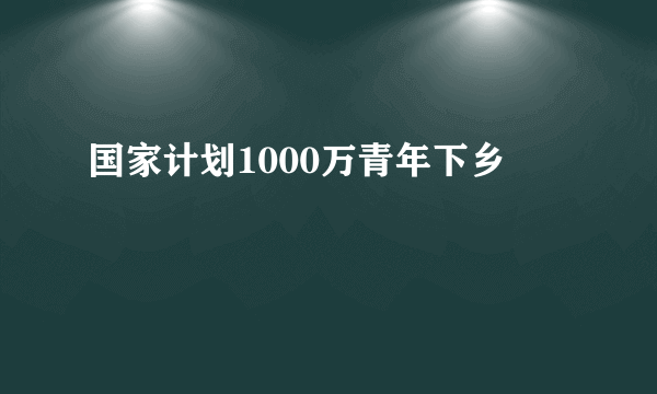 国家计划1000万青年下乡