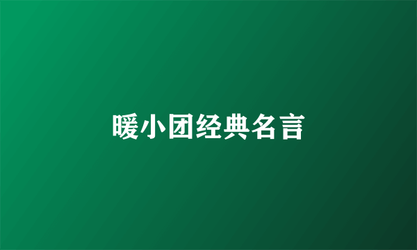 暖小团经典名言