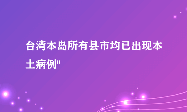 台湾本岛所有县市均已出现本土病例