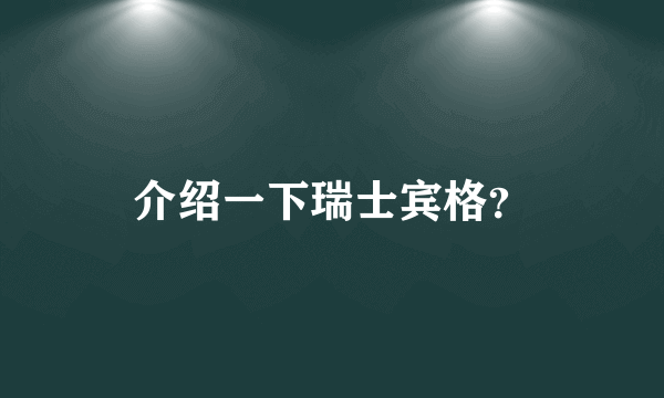 介绍一下瑞士宾格？