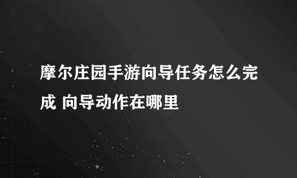 摩尔庄园手游向导任务怎么完成 向导动作在哪里