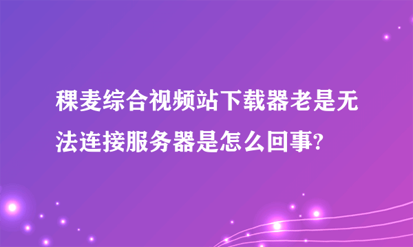 稞麦综合视频站下载器老是无法连接服务器是怎么回事?