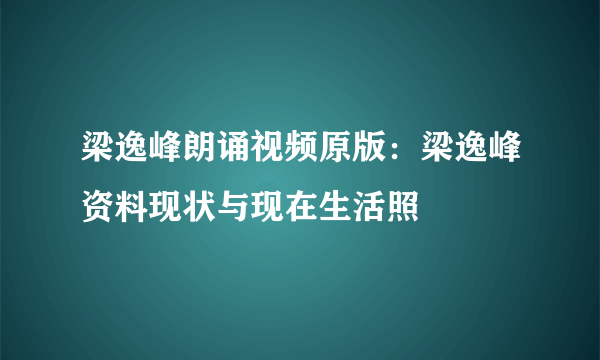 梁逸峰朗诵视频原版：梁逸峰资料现状与现在生活照