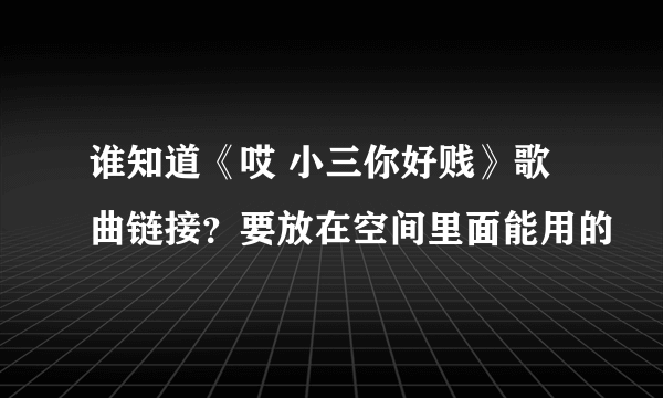 谁知道《哎 小三你好贱》歌曲链接？要放在空间里面能用的