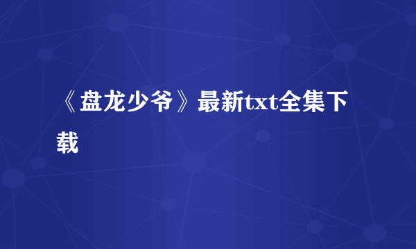 《盘龙少爷》最新txt全集下载