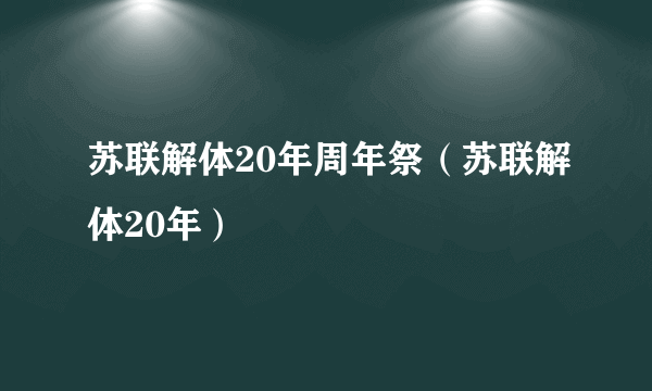 苏联解体20年周年祭（苏联解体20年）