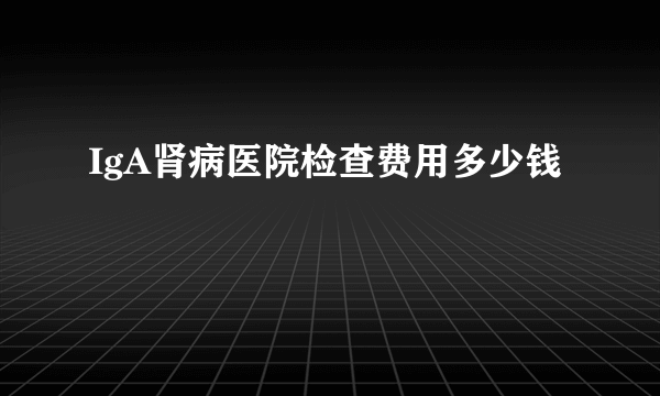 IgA肾病医院检查费用多少钱