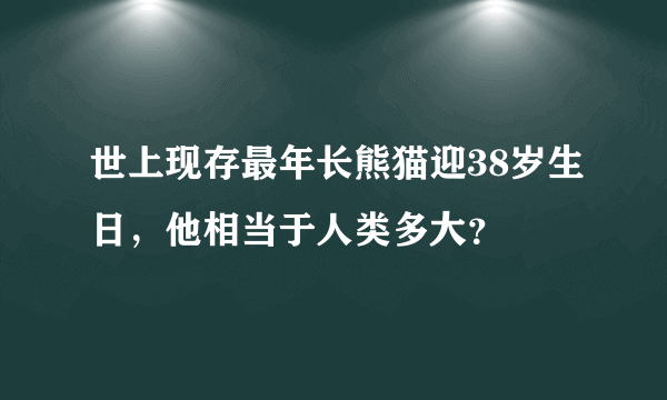 世上现存最年长熊猫迎38岁生日，他相当于人类多大？