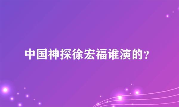 中国神探徐宏福谁演的？