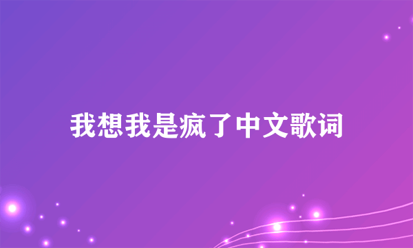 我想我是疯了中文歌词