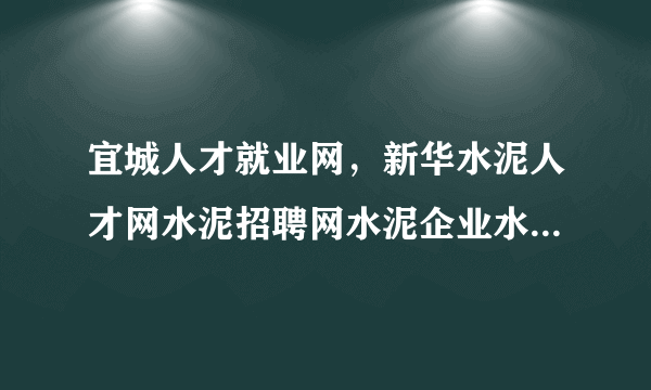 宜城人才就业网，新华水泥人才网水泥招聘网水泥企业水泥求职网是当前最专业的网