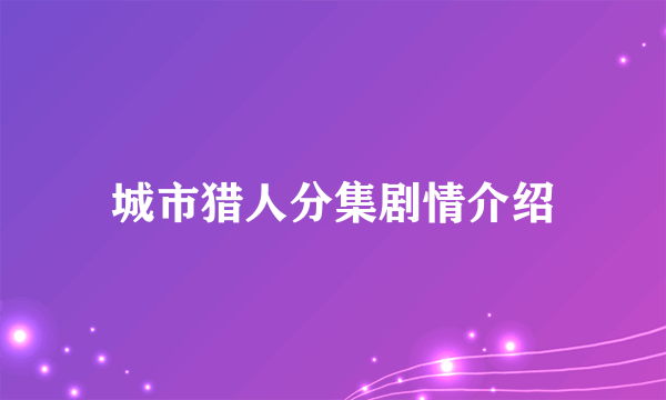 城市猎人分集剧情介绍