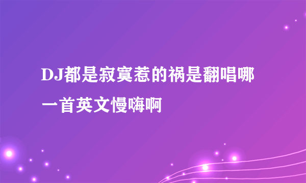 DJ都是寂寞惹的祸是翻唱哪一首英文慢嗨啊