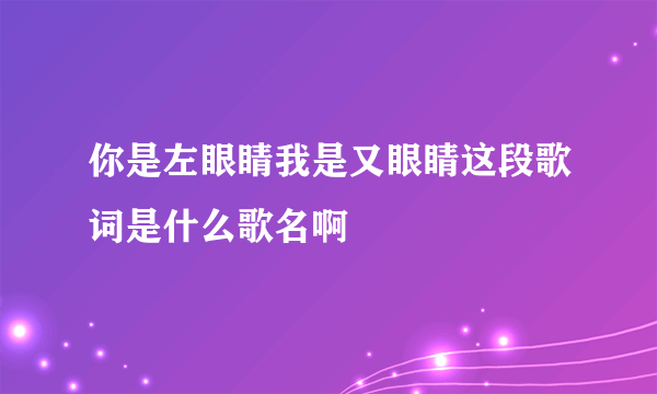 你是左眼睛我是又眼睛这段歌词是什么歌名啊