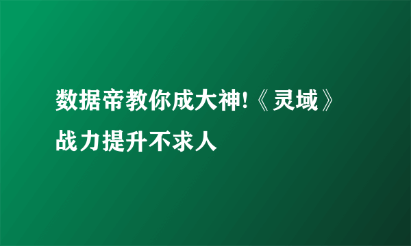 数据帝教你成大神!《灵域》战力提升不求人