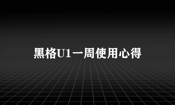 黑格U1一周使用心得