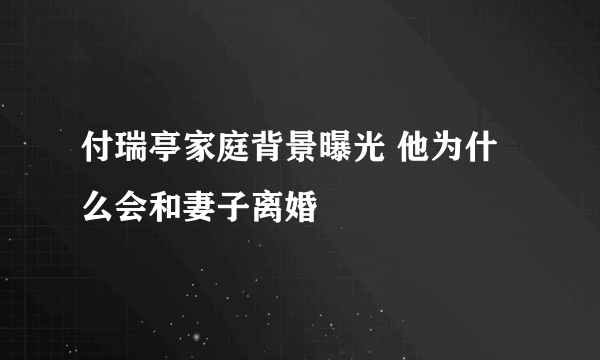 付瑞亭家庭背景曝光 他为什么会和妻子离婚