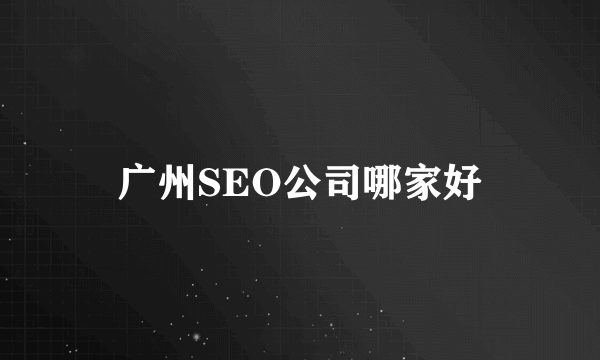 广州SEO公司哪家好