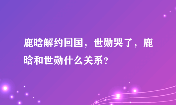 鹿晗解约回国，世勋哭了，鹿晗和世勋什么关系？