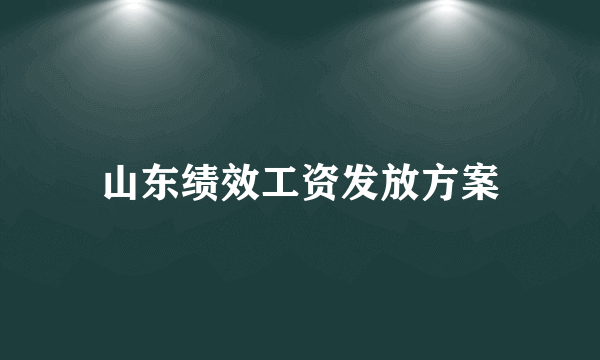 山东绩效工资发放方案