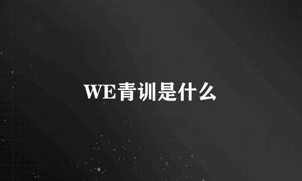 WE青训是什么