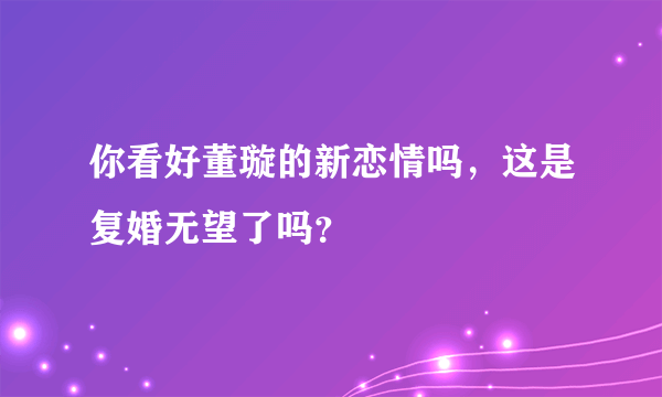 你看好董璇的新恋情吗，这是复婚无望了吗？