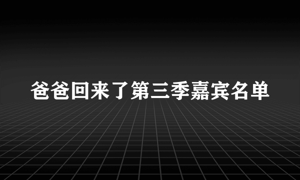 爸爸回来了第三季嘉宾名单