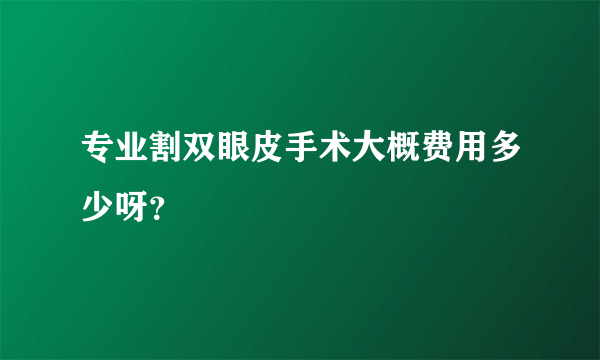 专业割双眼皮手术大概费用多少呀？