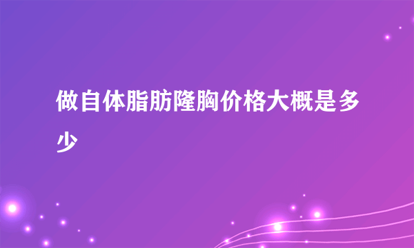 做自体脂肪隆胸价格大概是多少