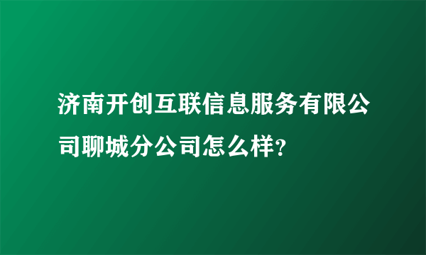 济南开创互联信息服务有限公司聊城分公司怎么样？