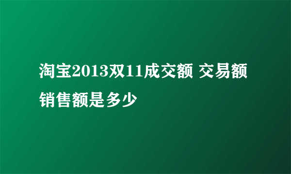 淘宝2013双11成交额 交易额销售额是多少