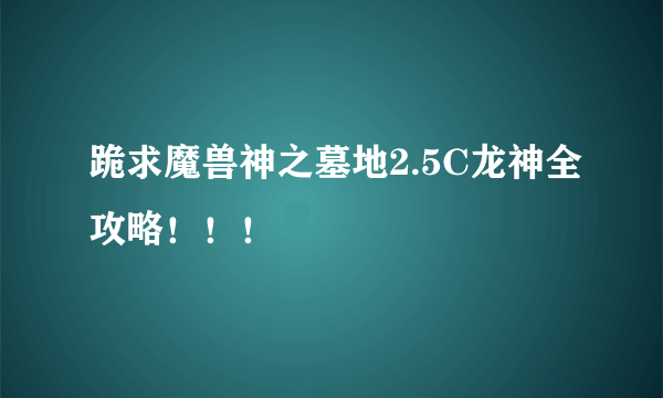 跪求魔兽神之墓地2.5C龙神全攻略！！！