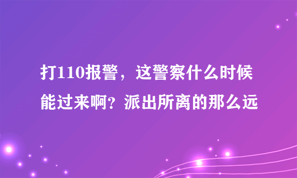 打110报警，这警察什么时候能过来啊？派出所离的那么远