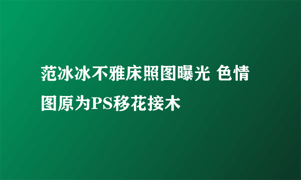 范冰冰不雅床照图曝光 色情图原为PS移花接木