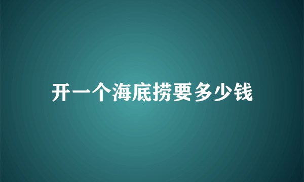 开一个海底捞要多少钱