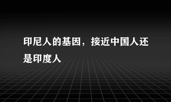 印尼人的基因，接近中国人还是印度人