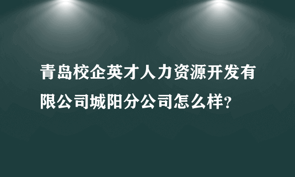 青岛校企英才人力资源开发有限公司城阳分公司怎么样？