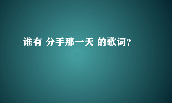 谁有 分手那一天 的歌词？