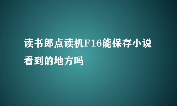 读书郎点读机F16能保存小说看到的地方吗