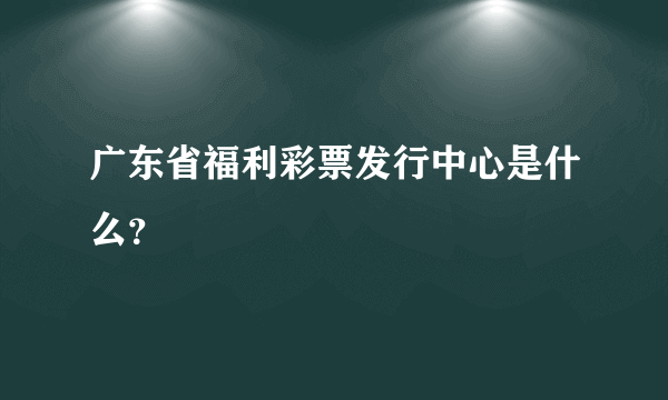 广东省福利彩票发行中心是什么？