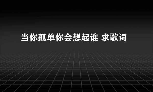 当你孤单你会想起谁 求歌词