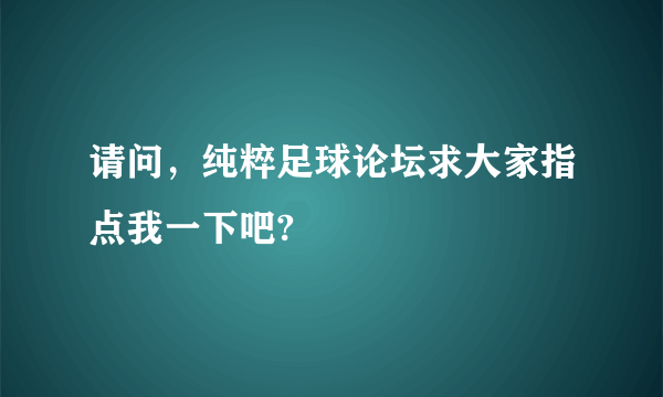 请问，纯粹足球论坛求大家指点我一下吧?