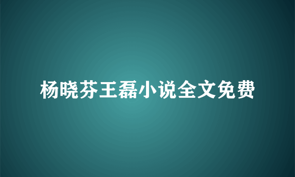 杨晓芬王磊小说全文免费