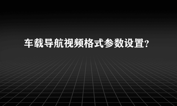 车载导航视频格式参数设置？