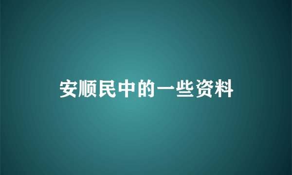 安顺民中的一些资料